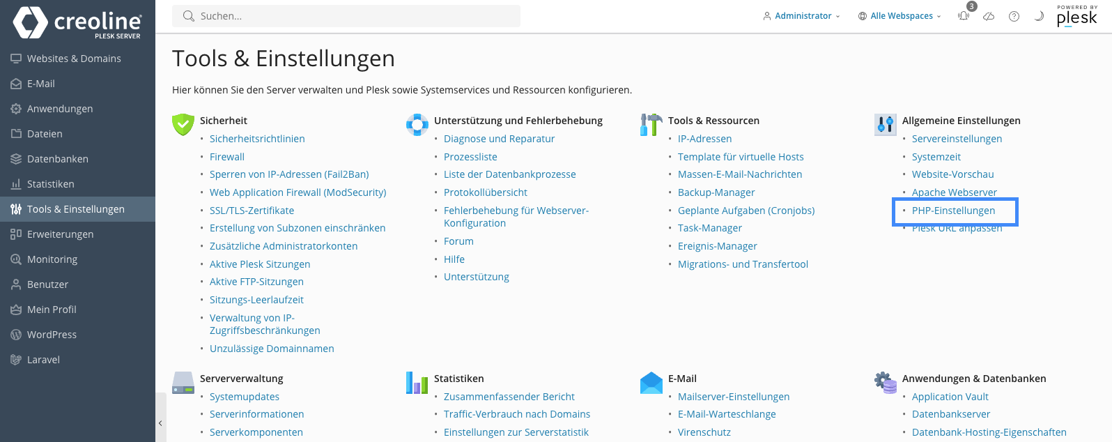 PHP-Einstellungen