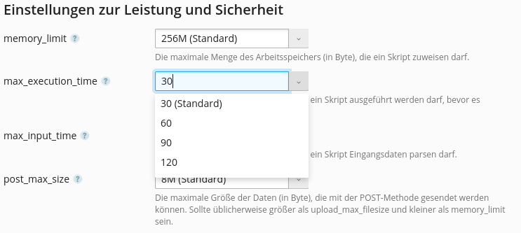 Plesk - max_execution_time