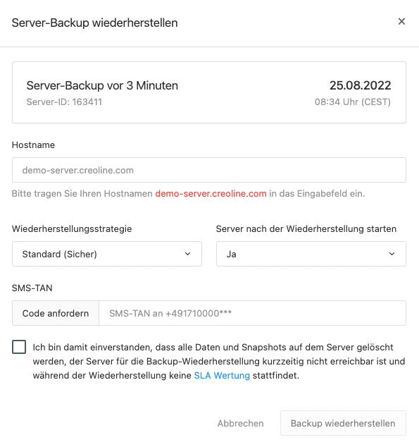 Server-Backup wiederherstellen