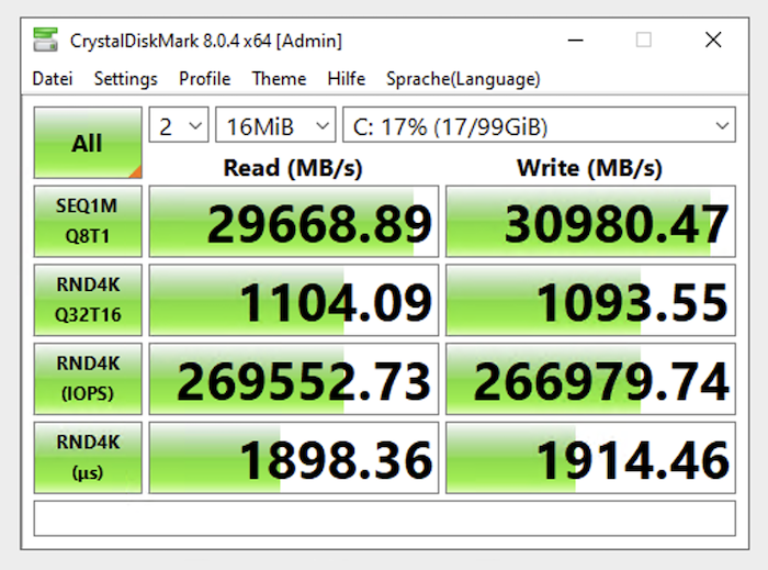 CrystalDiskMark 8 - creoline NVMe SSD Benchmark - 16 MiB