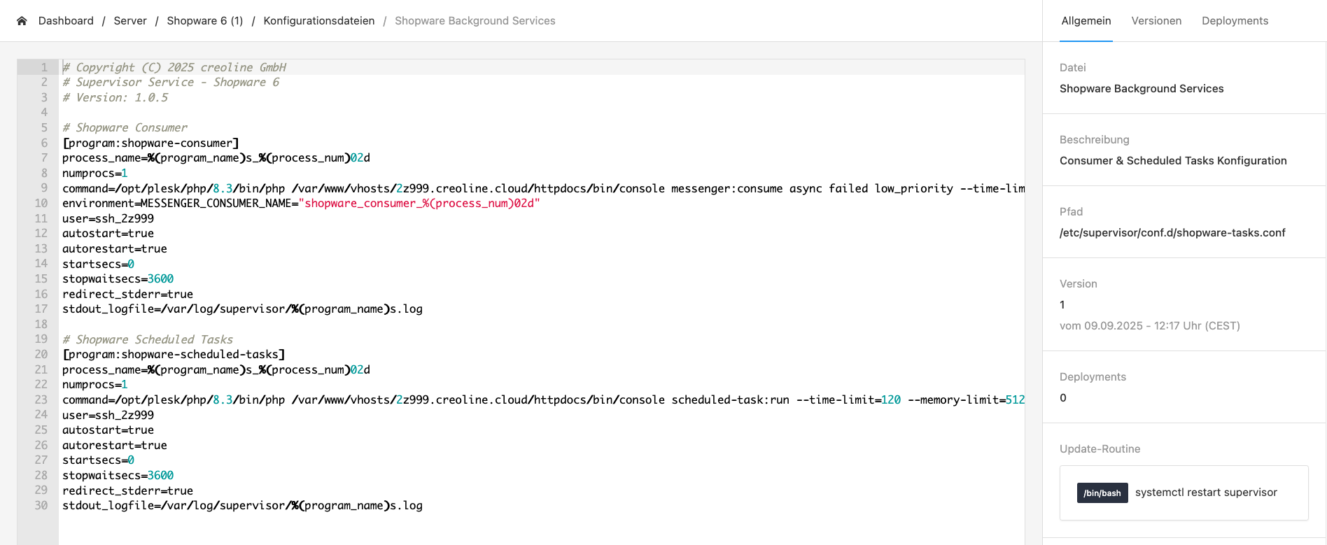 Beispiel: Konfiguration einer Shopware Standard-Installation