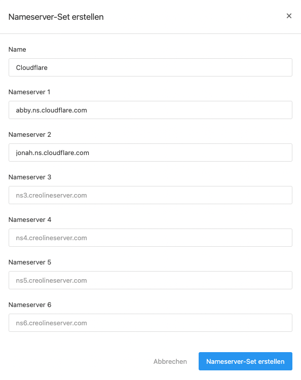 Nameserver-Set erstellen