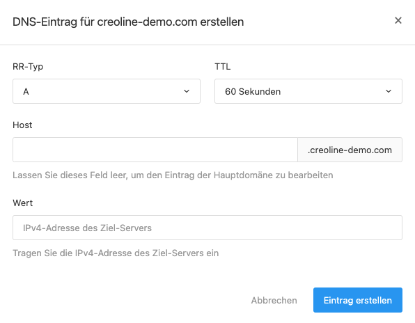 DNS-Eintrag erstellen