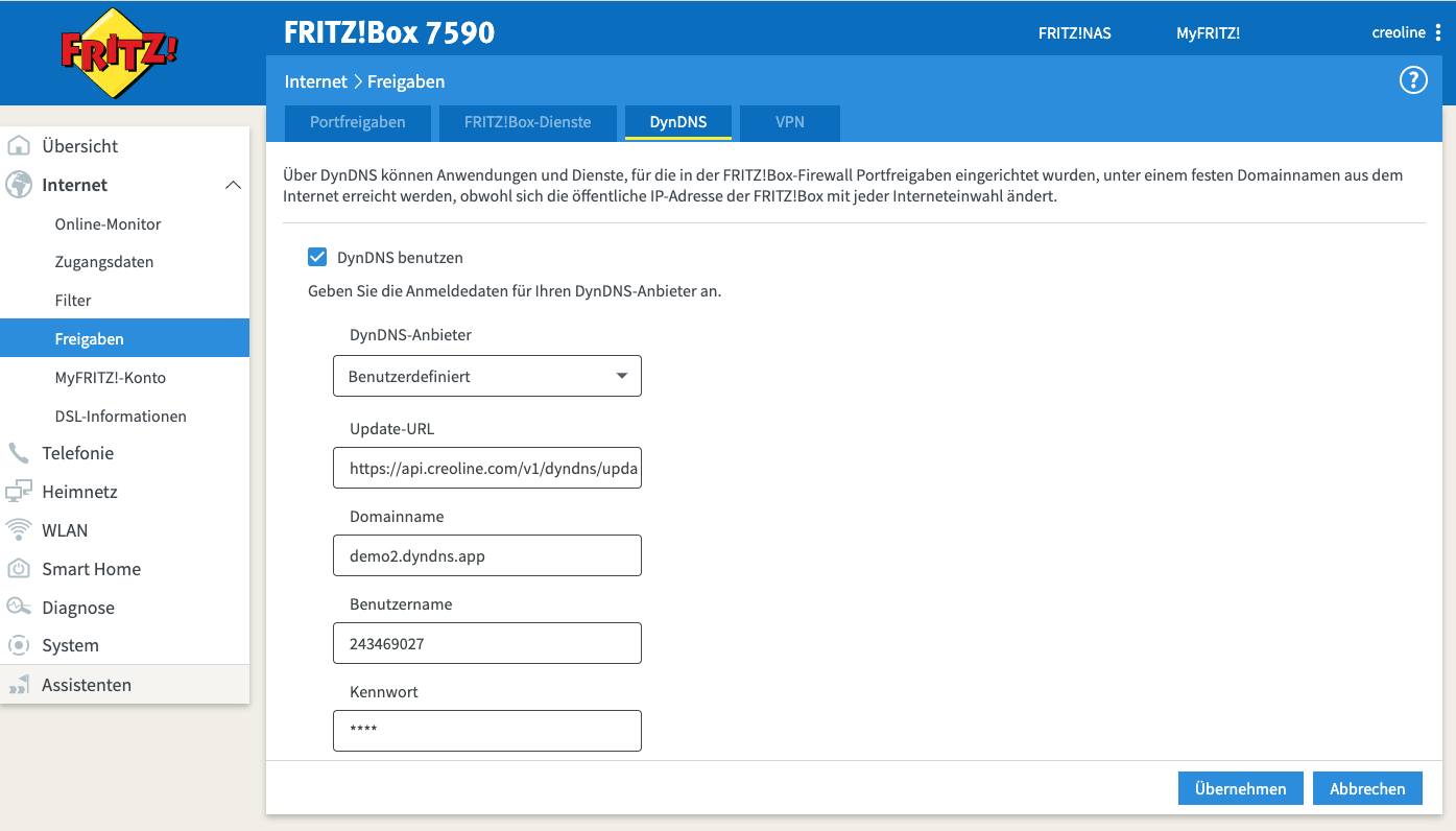 FritzBox DynDNS Confiugration