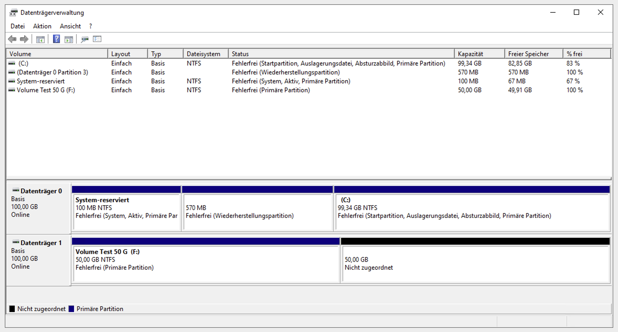 Datenträgerverwaltung - Windows Server