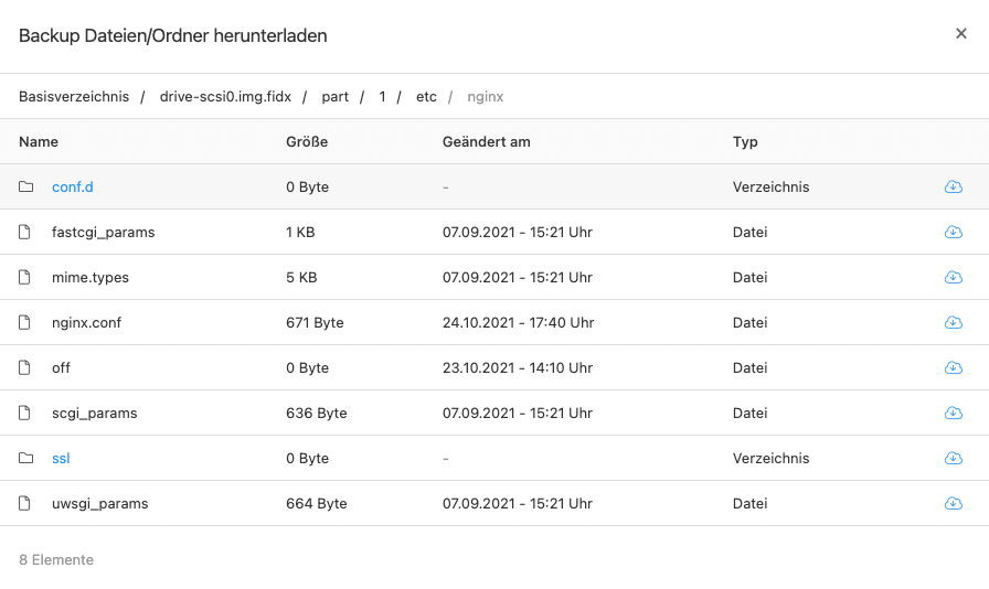 Server Backup – Einzelne Dateien