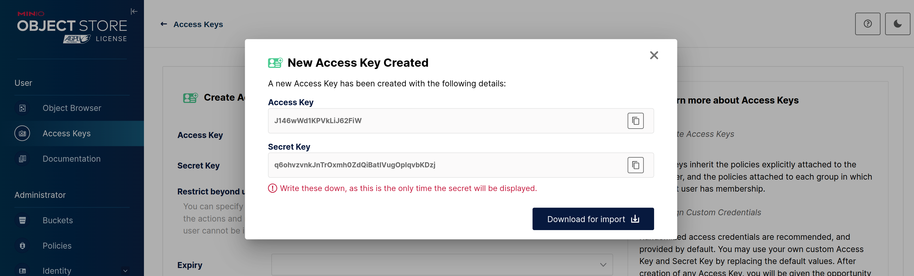 MinIO – Access Key