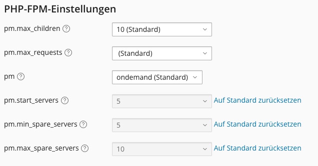 Plesk - PHP-FPM-Settings - pm.max_children