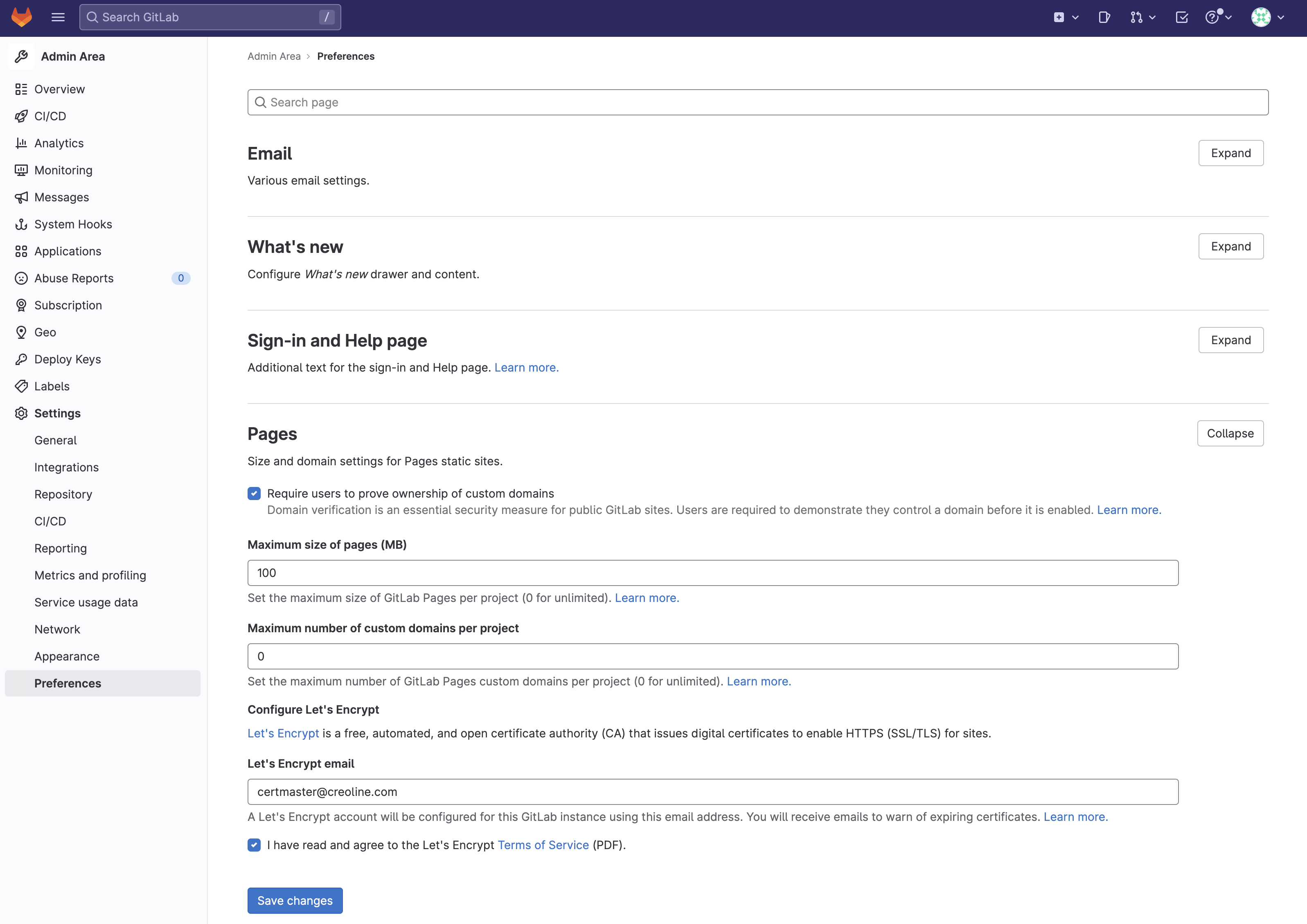 GitLab Pages - Einstellungen