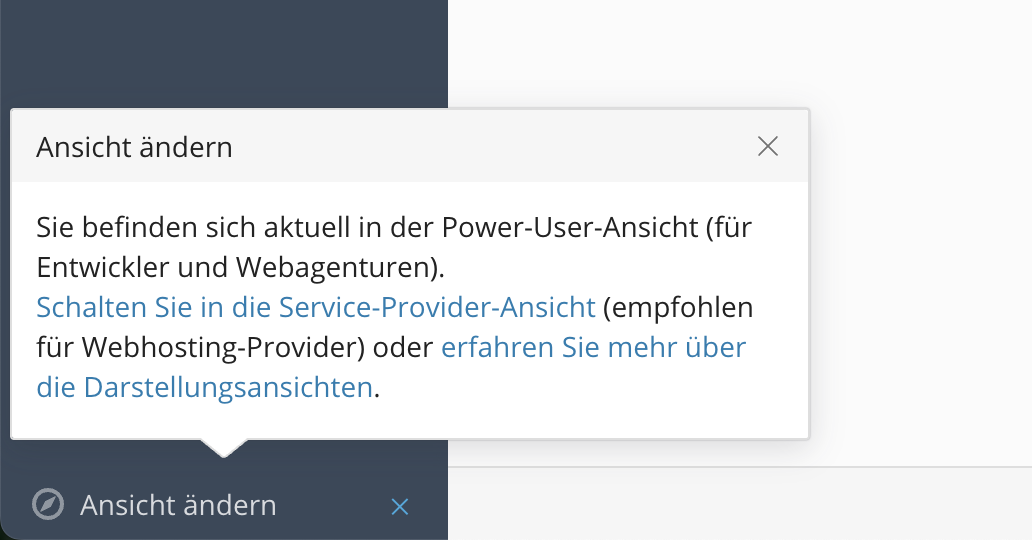 Plesk Control Panel - Change view