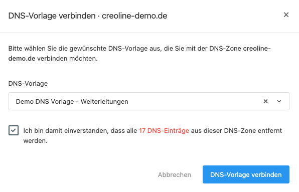 DNS-Vorlage verbinden