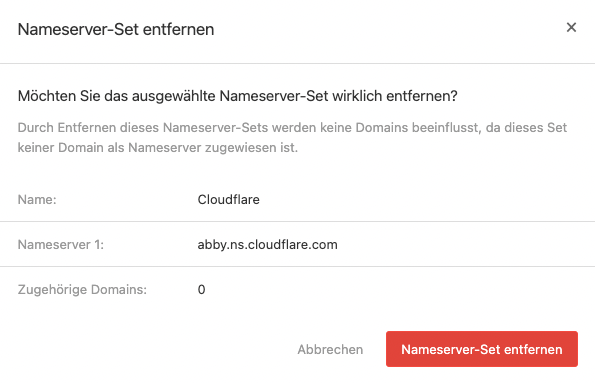 Nameserver-Set entfernen