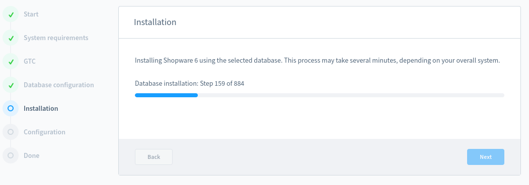 Shopware 6 Installation - Database Installation