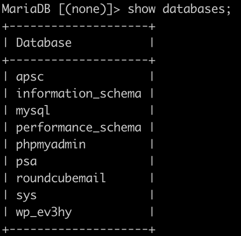 Datenbankübersicht MySQL-CLI
