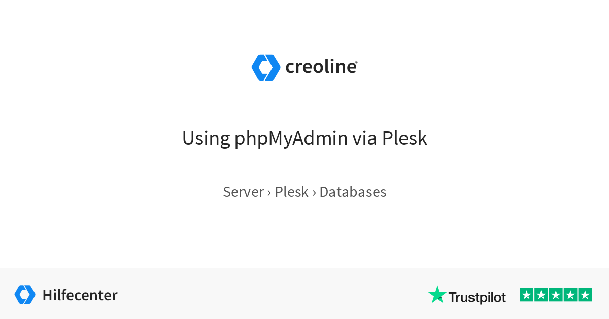 Using phpMyAdmin via Plesk
